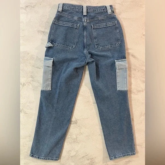 EUC PacSun Colorblock '90s Boyfriend Cargo Carpenter Pants Size 26 - Picture 3 of 5